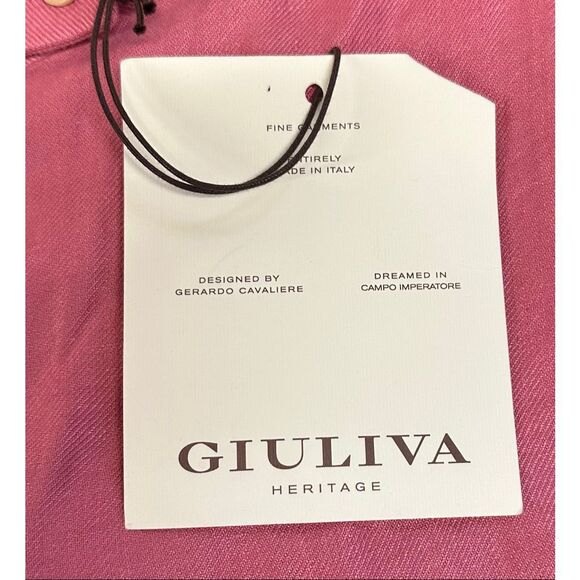 GIULIVA HERITAGE Laura Trousers Wide Leg Linen Pink Pants NWT Size IT36/0 US - Picture 5 of 9